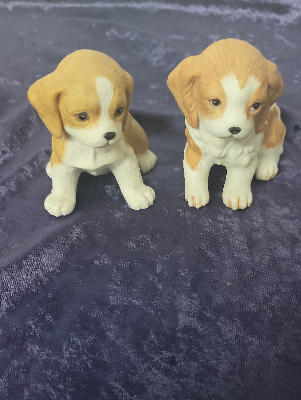 Vintage Porcelain Cocker Spaniel Puppies Figurines Homco 2 X 2¾ X 3" Each